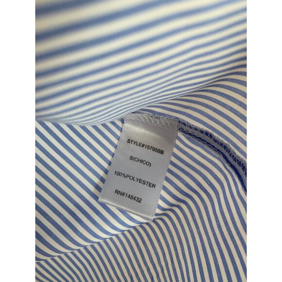 Betsey’s Boutique Blue White Stripe Embroidered Ruffle Tank Blouse Preppy Small - Picture 5 of 5